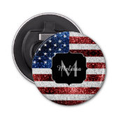 Amerikaanse vlag rode witte spinkelaar button flesopener (Voorkant)