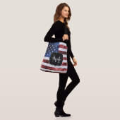 Amerikaanse vlag rode witte spinkelaar crossbody tas (Op model)