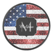 Amerikaanse vlag rode witte spinkelaar hockey puck (Voorkant)