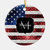 Amerikaanse vlag rode witte spinkelaar keramisch ornament (Voorkant)