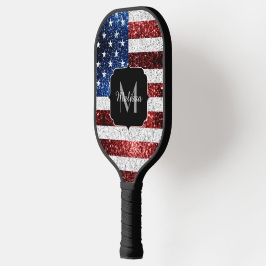 Amerikaanse vlag rode witte spinkelaar pickleball paddle (Links)