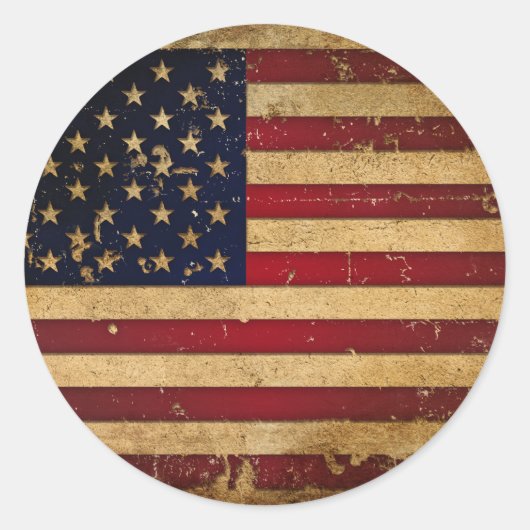 Amerikaanse vlag ronde sticker (Voorkant)
