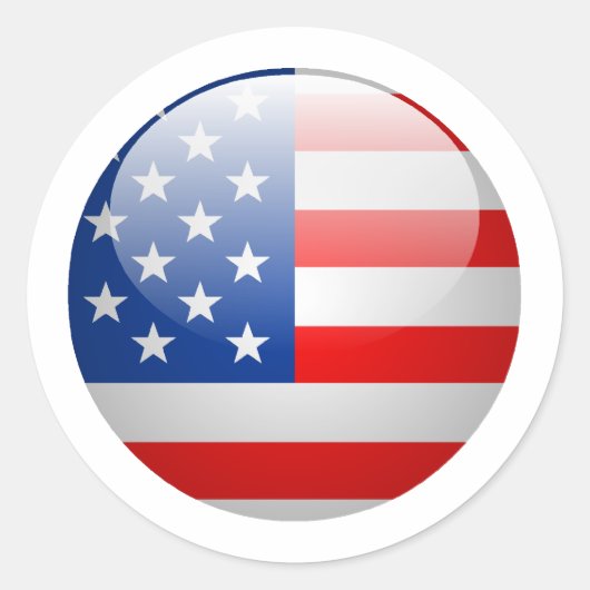 Amerikaanse vlag ronde sticker (Voorkant)