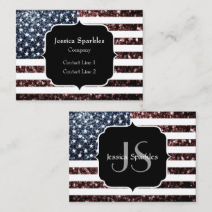 Amerikaanse vlag rood blauw  glinstering Monogram Visitekaartje