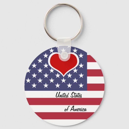 Amerikaanse vlag & rood hart, liefde VS / Amerika Sleutelhanger (Achterkant)