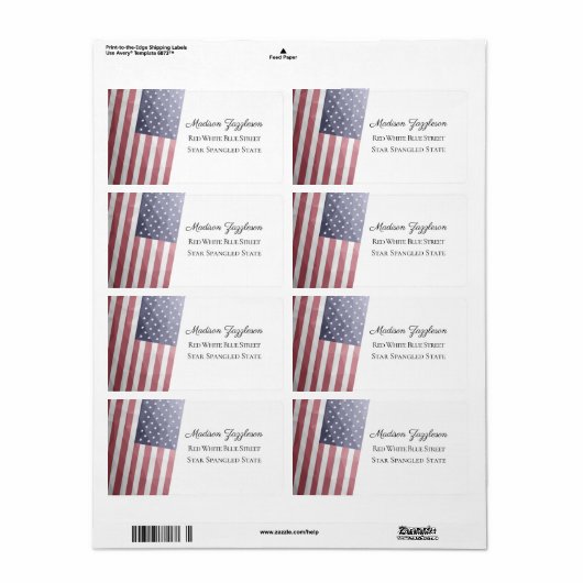 Amerikaanse vlag Rood Wit Blauw Amerika Geometrisc Etiket (Full Sheet)