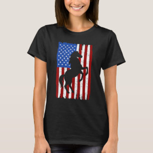 Amerikaanse Vlag Rood Wit Blauw Paarden 4 juli H T-shirt