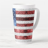 Amerikaanse vlag rood wit blauw sprankelt glitters latte mok (Rechterhoek)