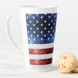 Amerikaanse vlag rood wit blauw sprankelt glitters latte mok