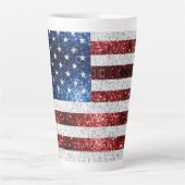 Amerikaanse vlag rood wit blauw sprankelt glitters latte mok (Voorkant)