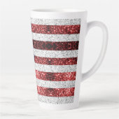 Amerikaanse vlag rood wit blauw sprankelt glitters latte mok (Rechts)