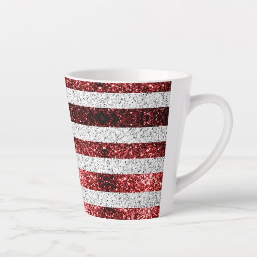 Amerikaanse vlag rood wit blauw sprankelt glitters latte mok (Rechts)