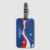 Amerikaanse vlag, rood wit en blauw bagagelabel (Voorkant (verticaal))