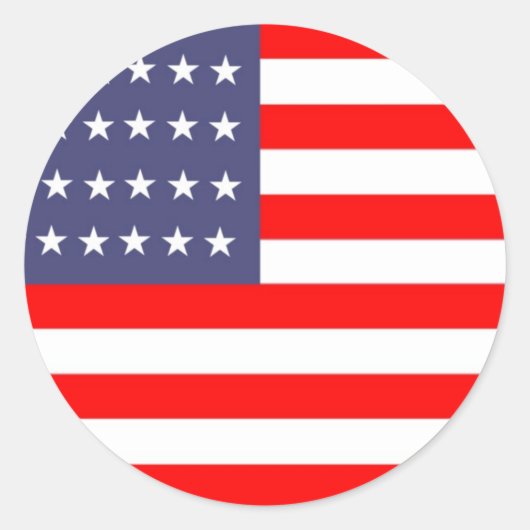 Amerikaanse vlag rood wit en blauw ronde sticker (Voorkant)