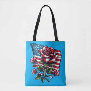 Amerikaanse Vlag roos Patriottische Kunst Draagtas