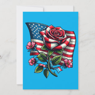 Amerikaanse Vlag roos Patriottische Kunst Feestdagenkaart