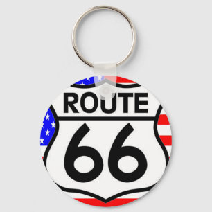 Amerikaanse vlag Route 66 Shield Stars & Stripes Sleutelhanger