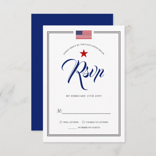 Amerikaanse vlag RSVP Invitati Kaart (Voorkant / Achterkant)