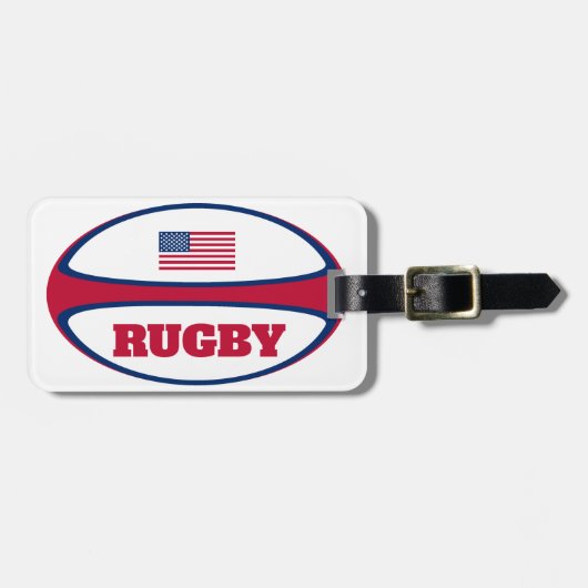 Amerikaanse vlag Rugby Ball Bagagelabel (Voorkant horizontaal)