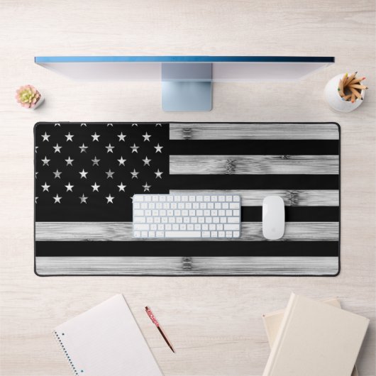 Amerikaanse vlag Rustic Wood Black White Patriotic Bureaumat (Kantoor 1)