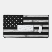 Amerikaanse vlag Rustic Wood Black White Patriotic Bureaumat (Keyboard & Muis)