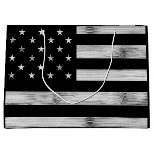 Amerikaanse vlag Rustic Wood Black White Patriotic Groot Cadeauzakje
