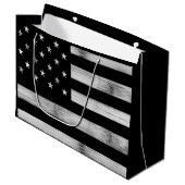 Amerikaanse vlag Rustic Wood Black White Patriotic Groot Cadeauzakje (Voorkant Gekanteld)