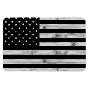 Amerikaanse vlag Rustic Wood Black White Patriotic Magneet
