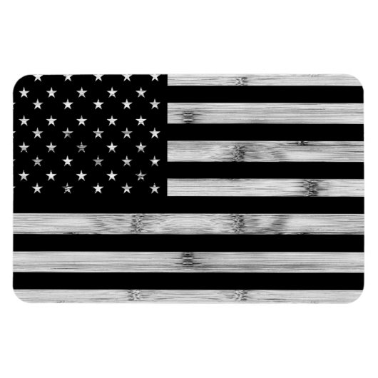 Amerikaanse vlag Rustic Wood Black White Patriotic Magneet (Horizontaal)