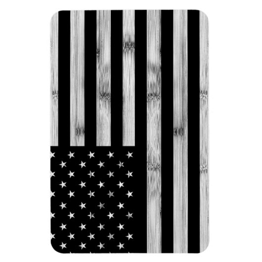 Amerikaanse vlag Rustic Wood Black White Patriotic Magneet (Verticaal)