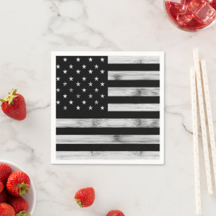 Amerikaanse vlag Rustic Wood Black White Patriotic Servet