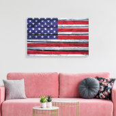 Amerikaanse vlag Rustic Wood Canvas Afdruk (Insitu (Woonkamer))