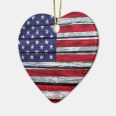 Amerikaanse vlag Rustic Wood Keramisch Ornament (Links)
