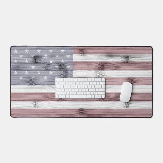 Amerikaanse vlag Rustiek Rood Wit Blauw Hout Ameri Bureaumat (Keyboard & Muis)