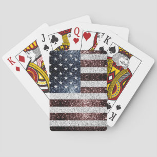 Amerikaanse vlag rustieke glinsterende glitters pokerkaarten