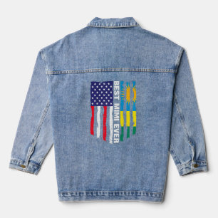 Amerikaanse vlag & Rwanda vlag beste Mimi ooit Pat Denim Jacket