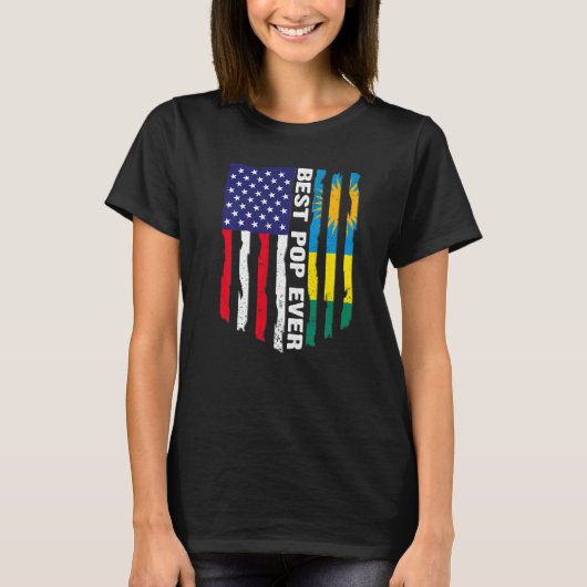Amerikaanse vlag & Rwanda vlag Beste Pop ooit Patr T-shirt (Voorkant)
