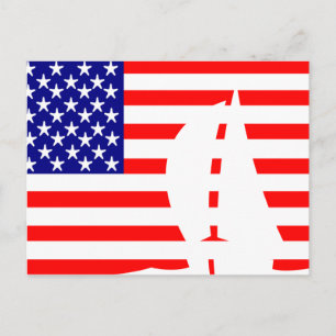 Amerikaanse vlag Sail Boat Nautical Briefkaart