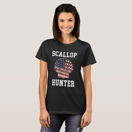 Amerikaanse vlag Scallop Hunter Hunter Hunting Sca T-shirt (Voorkant volledig)