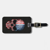 Amerikaanse vlag schedel op staal bagagelabel (Voorkant horizontaal)