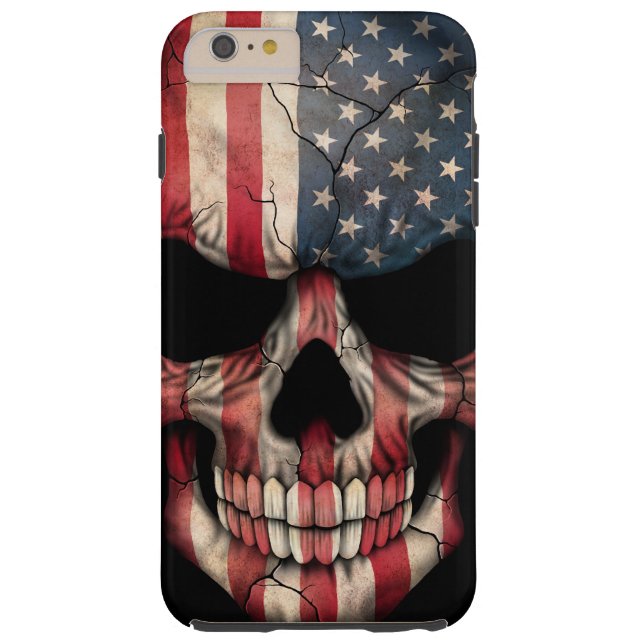 Amerikaanse vlag schedel op zwart Case-Mate iPhone case (Achterkant)