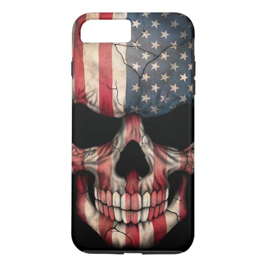 Amerikaanse vlag schedel op zwart Case-Mate iPhone case (Achterkant)