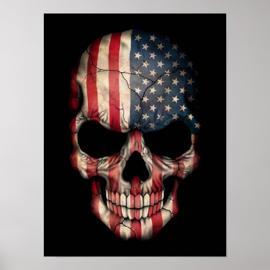 Amerikaanse vlag schedel op zwart poster (Voorkant)