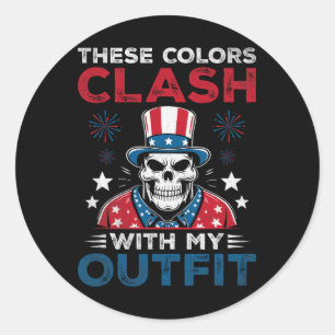 Amerikaanse Vlag Schedel Patriot Skeleton Onafhank Ronde Sticker