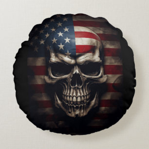 Amerikaanse Vlag Schedel Rond Kussen