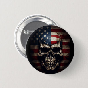 Amerikaanse Vlag Schedel Ronde Button 5,7 Cm