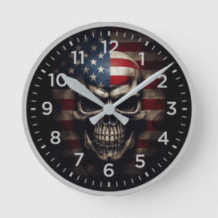 Amerikaanse Vlag Schedel Ronde Klok