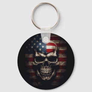 Amerikaanse Vlag Schedel Sleutelhanger