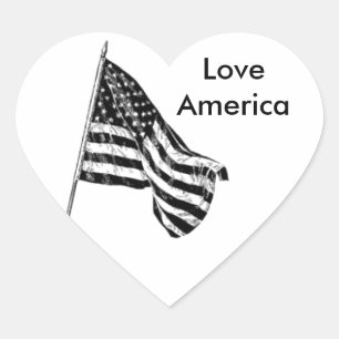 Amerikaanse Vlag Schets Aangepaste Hart Sticker
