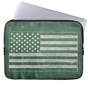 Amerikaanse vlag schoolbord kunst (Tekening nr. 2) Laptop Sleeve